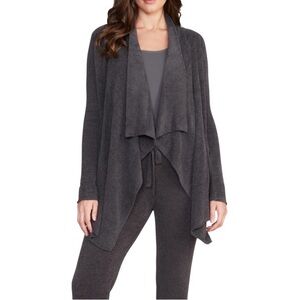 Barefoot Dreams CozyChic Lite Hi-Lo Cardi Waterfall Cardigan L/XL Carbon Black